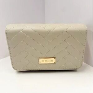 BEBE Sophia Crossbody Quilted Bag Purse Sand Beige Gold Chain NWT